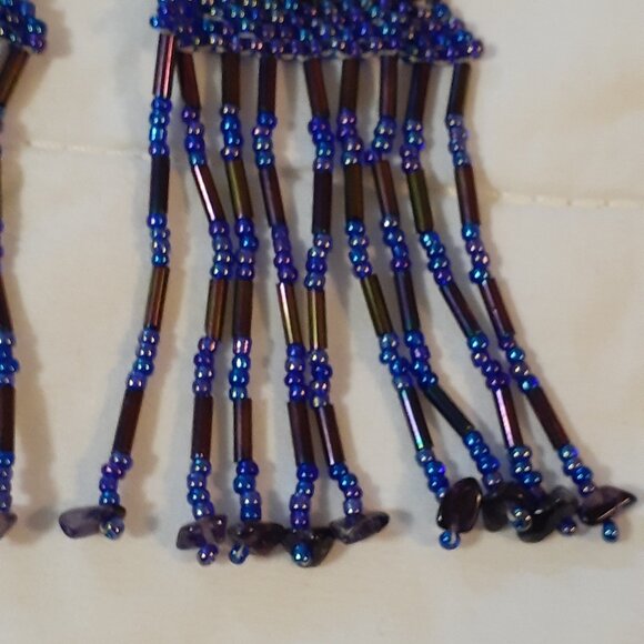 Vintage Purple Beaded Earrings - Picture 3 of 3